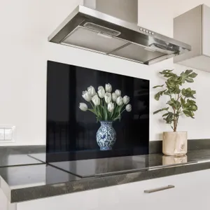 Spritzschutz Küche - Weiß - Blumen - Tulpen - Vase