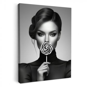 Leinwandbilder - Frau - Lolly - Schwarz