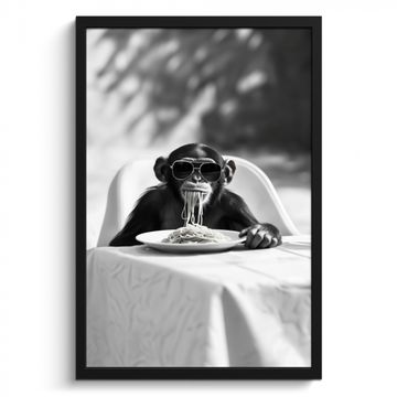 Bilder mit Rahmen - Affe - Spaghetti - Sonnenbrille - Schwarz und weiß - Cool - Tier