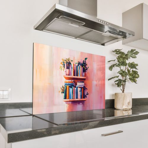Spritzschutz Küche - Regale - Bücher - Blätter