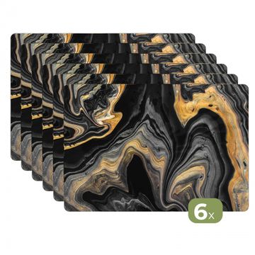 Tischset - Flüssiges Gold und Obsidian - 6 Stück