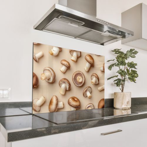 Spritzschutz Küche - Kastanienpilze - Beige