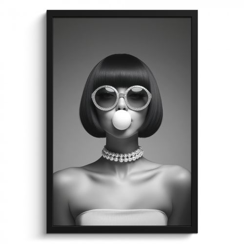 Bilder mit Rahmen - Frau - Schwarz und weiß - Halskette - Sonnenbrille
