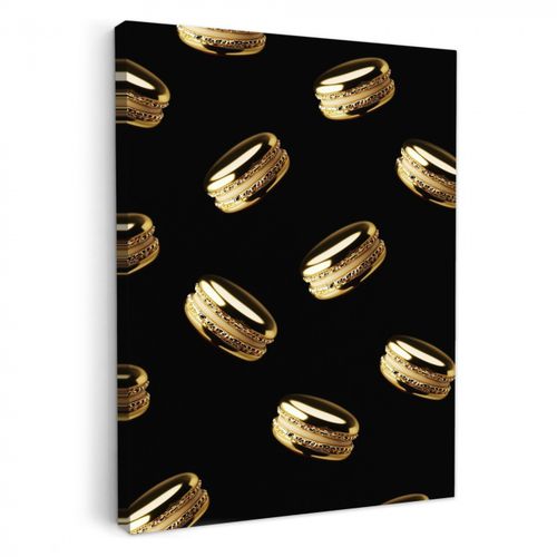 Leinwandbilder - Makronen - Muster - Gold - Schwarz