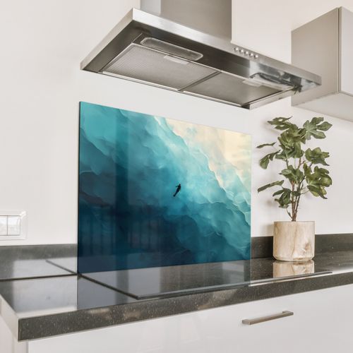 Spritzschutz Küche - Meer - Silhouette - Abstrakt - Blau