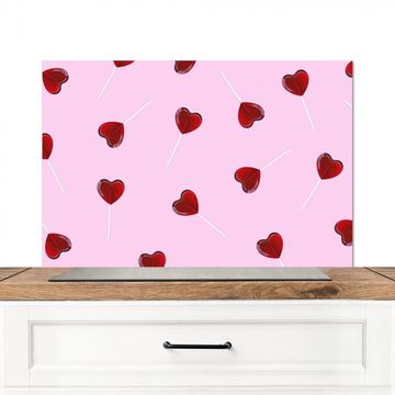 Spritzschutz Küche - Rosa - Herz - Lutscher - Bonbon