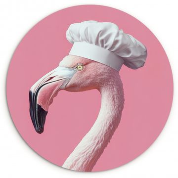 Runde Bilder - Flamingo - Rosa - Kochmütze - Vogel