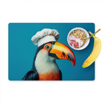 Tischset - Tukan - Papagei - Vogel - Kochmütze - 6 Stück