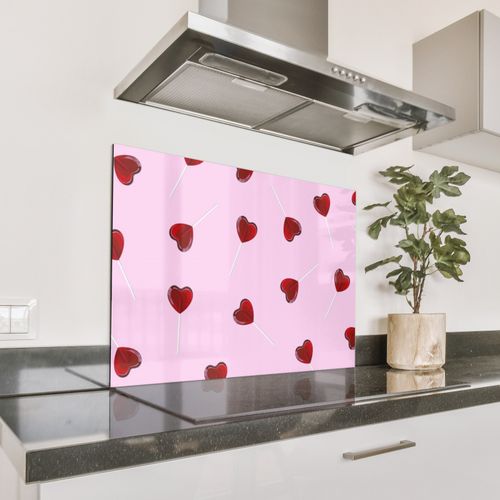 Spritzschutz Küche - Rosa - Herz - Lutscher - Bonbon