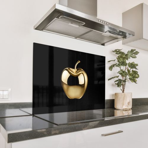 Spritzschutz Küche - Apfel - Gold - Chrom - Schwarz