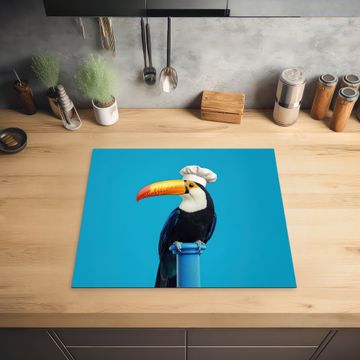 Herdabdeckplatte - Tukan - Sockel - Vogel - Kochmütze