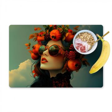 Tischset - Frau - Granatapfel - Herbst - Sonnenbrille - 6 Stück