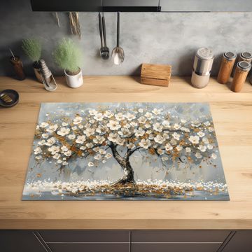 Herdabdeckplatte - Baum des Lebens - Gold - Weiß