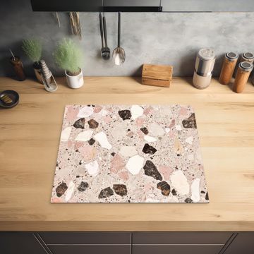 Herdabdeckplatte - Hell - Rosa - Terrazzo - Steine