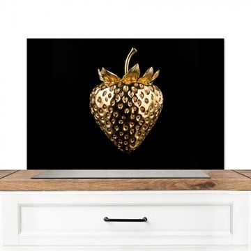 Spritzschutz Küche - Erdbeere - Gold - Schwarz - Chrom