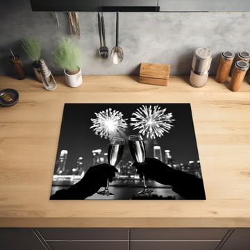 Herdabdeckplatte - Feuerwerk - Prost - Skyline - Champagner