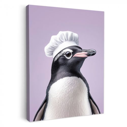 Leinwandbilder - Pinguin - Kochmütze - Lieb - Lila