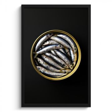 Bilder mit Rahmen - Sardinen - Fisch - Rund - Schwarz