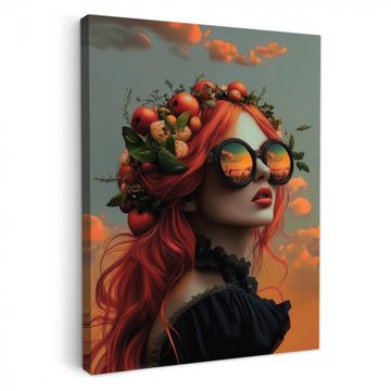 Leinwandbilder - Frau - Krone - Tomate - Bascilicum - Sonnenbrille
