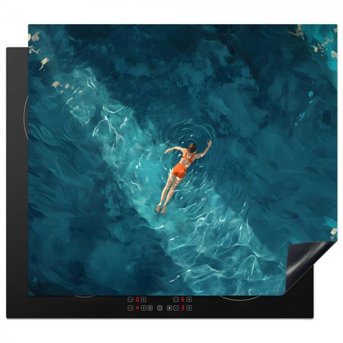 Herdabdeckplatte - Frau - Wasser - Bikini - Orange
