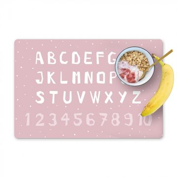 Tischset - Alphabet - Rosa - Zahlen - Kind - 6 Stück