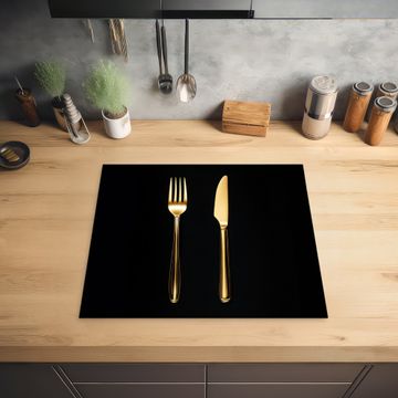 Herdabdeckplatte - Besteck - Gold - Messer - Gabel