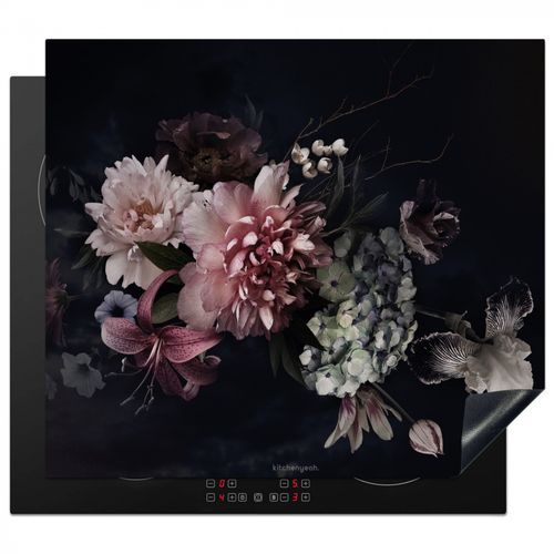 Herdabdeckplatte - Blumen - Vintage - Rosa