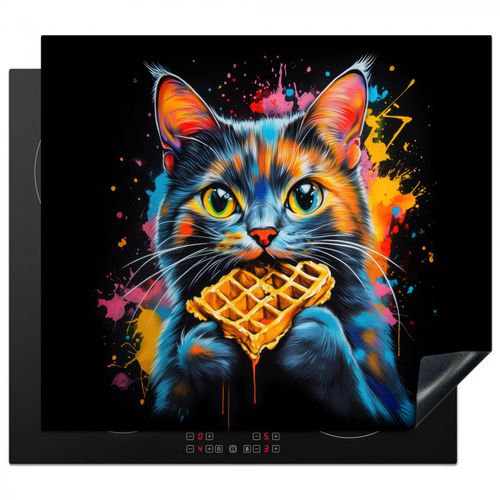 Herdabdeckplatte - Katze - Graffiti - Bunt - Waffel - Essen