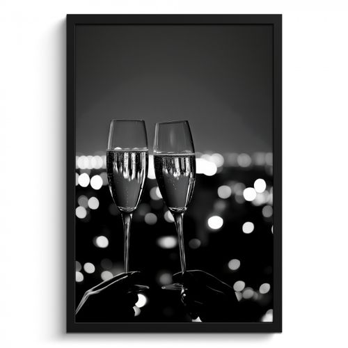 Bilder mit Rahmen - Seifenblasen - Prost - Champagnergläser - Lichter der Stadt