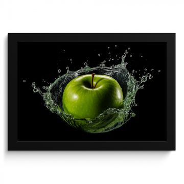 Bilder mit Rahmen - Apfel - Grün - Obst - Wasser - Schwarz