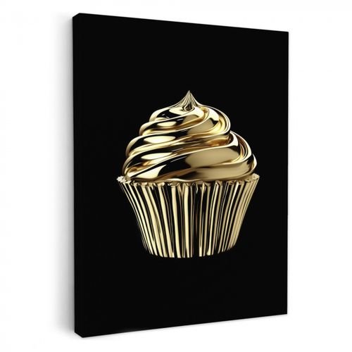 Leinwandbilder - Cupcake - Lebensmittel - Gold - Schwarz