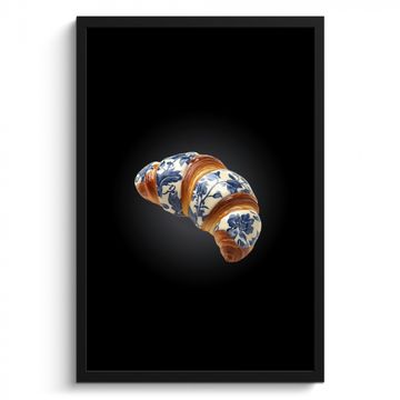 Croissant - Florales Muster - Delfter Blau