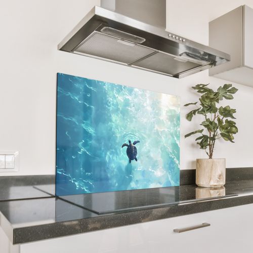Spritzschutz Küche - Schildkröte - Meer - Blau - Glitzern