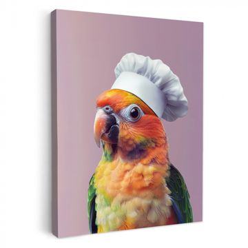 Leinwandbilder - Papagei - Kochmütze - Neugierig - Vogel