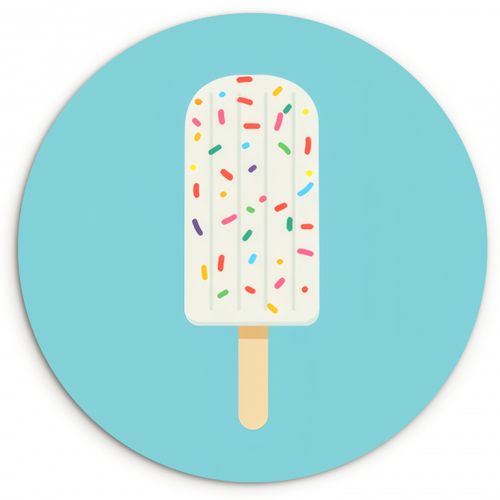 Runde Bilder - Eiscreme - Stiel - Streusel - Hellblau