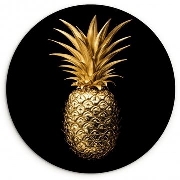 Runde Bilder - Ananas - Schwarz - Gold - Luxus