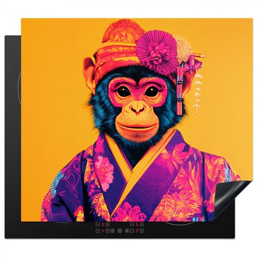 Herdabdeckplatte - Affe - Kimono - Blumen - Kopfschmuck