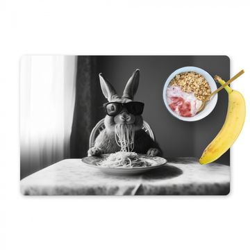 Tischset - Kaninchen - Hase - Sonnenbrille - Tischtuch - Nudeln - Niedlich - 6 Stück
