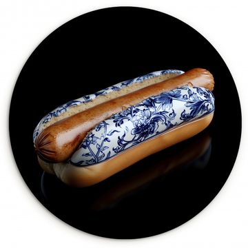 Runde Bilder - Hot Dog - Porzellan - Delfter Blau - Lebensmittel