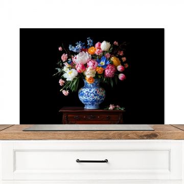 Spritzschutz Küche - Rosen - Blumen - Vase - Blumenstrauß
