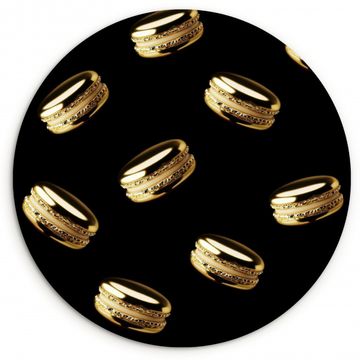 Runde Bilder - Makronen - Muster - Gold - Schwarz