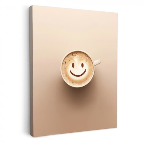 Leinwandbilder - Kaffee - Milchschaum - Lächeln - Beige