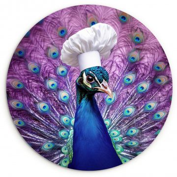 Runde Bilder - Pfau - Kochmütze - Cool - Lila
