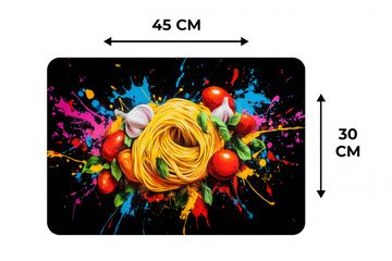 Tischset - Spaghetti - Graffiti - Farbe - Bunt - Lebensmittel - Modern - 6 Stück
