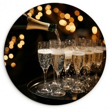 Runde Bilder - Lichter - Champagner - Tablett - Gläser