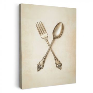 Leinwandbilder - Beige - Vintage - Besteck