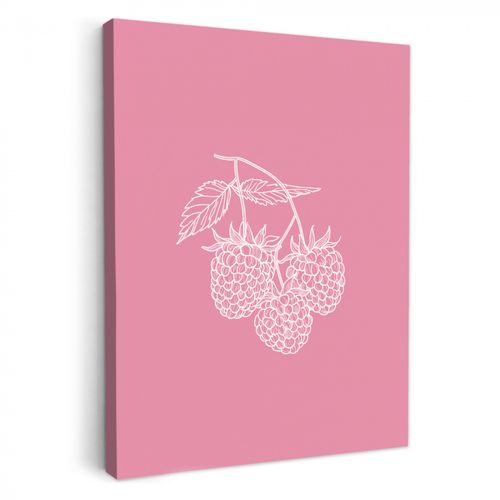 Leinwandbilder - Himbeeren - Stiel - Gezeichnet - Rosa