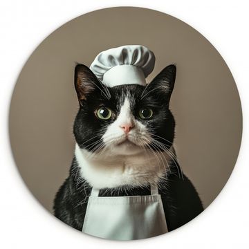 Runde Bilder - Katze - Kochkleidung - Schwarz - Weiß