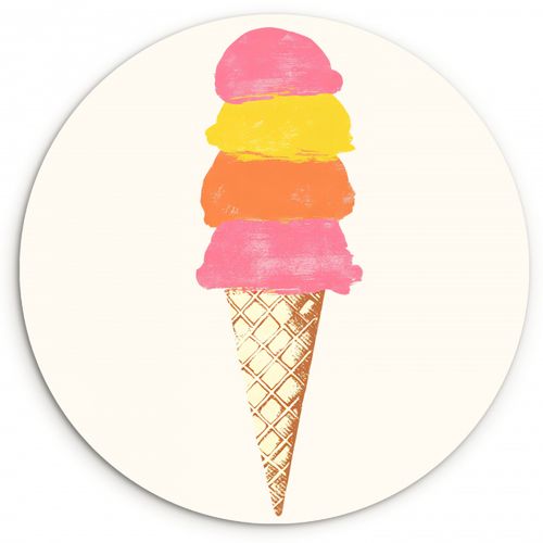 Runde Bilder - Schaufel Eiscreme - Hörner - Illustration - Minimalistisch