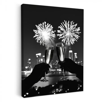 Leinwandbilder - Feuerwerk - Prost - Skyline - Champagner
